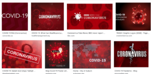 Screen shot of COVID-19 logos